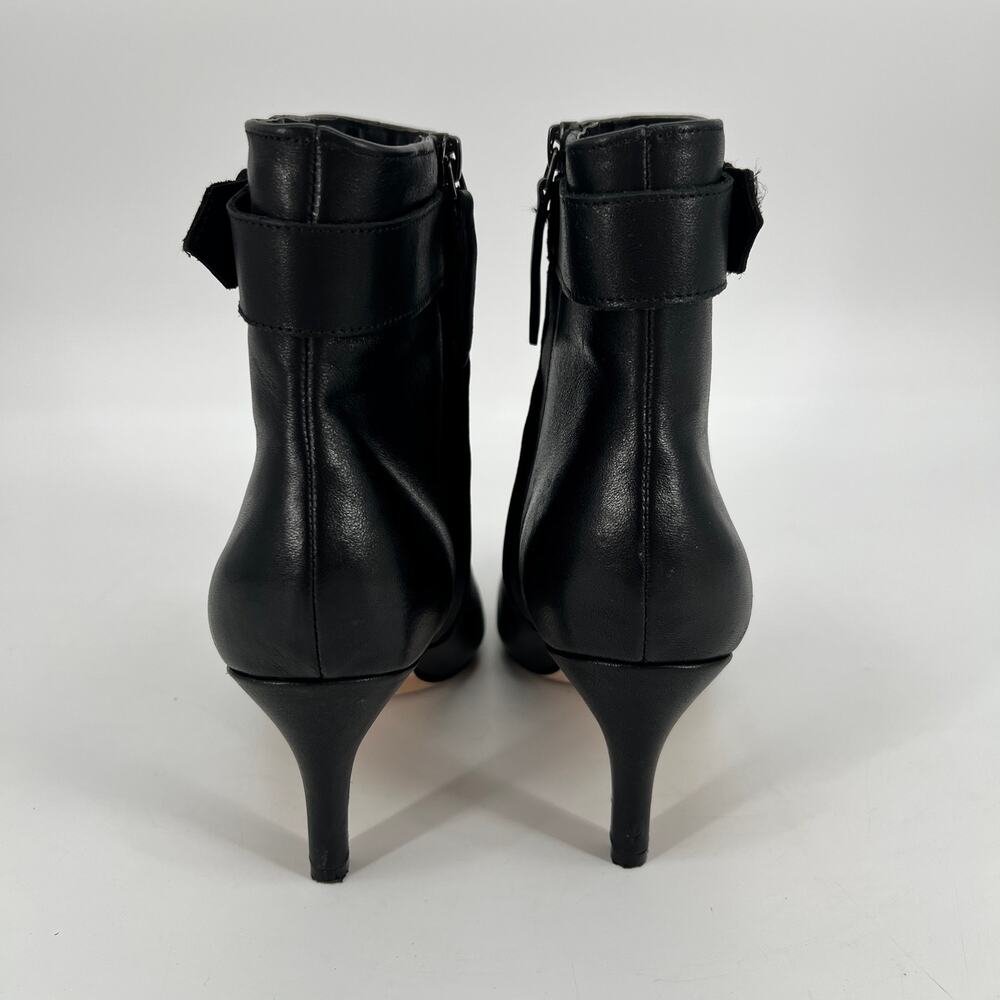 Banana Republic Factory 70mm Heel Dress Bootie Womens 9 Black Leather Belted - Picture 4 of 11
